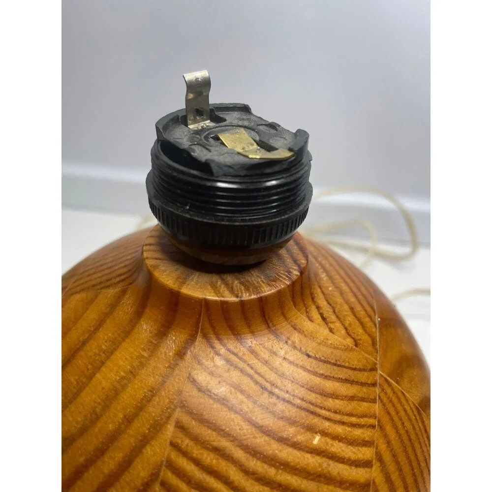 Vintage Ikea round designer pine Table Lamp Scandinavian Design MCM